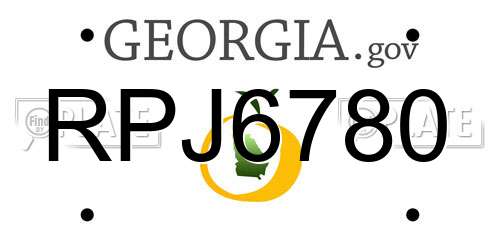 RPJ6780 Georgia License Plate