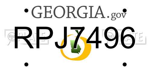 RPJ7496 Georgia License Plate