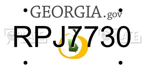 RPJ7730 Georgia License Plate