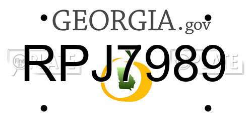 RPJ7989 Georgia License Plate