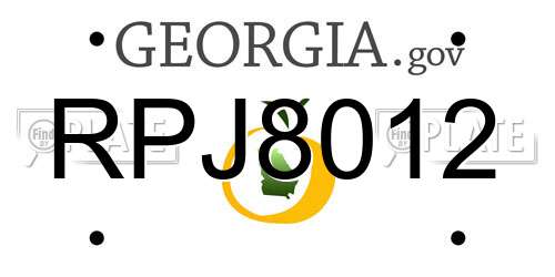 RPJ8012 Georgia License Plate