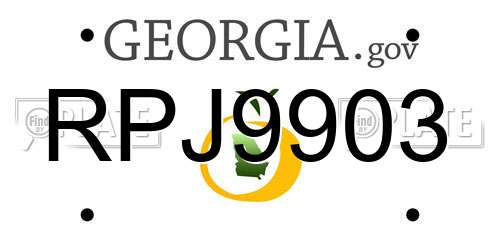 RPJ9903 Georgia License Plate