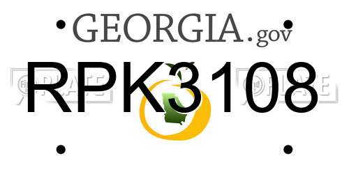 RPK3108 Georgia License Plate