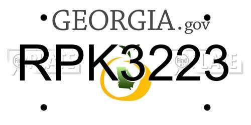 RPK3223 Georgia License Plate