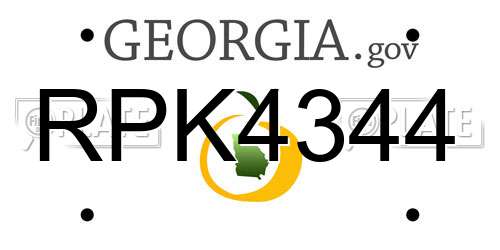 RPK4344 Georgia License Plate