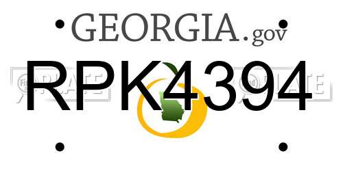 RPK4394 Georgia License Plate