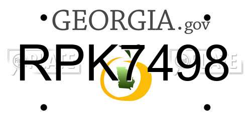 RPK7498 Georgia License Plate