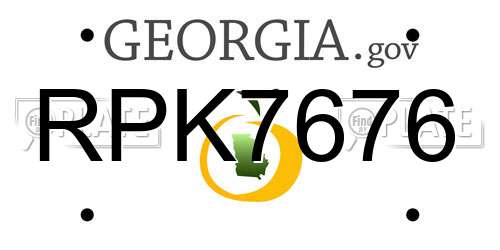 RPK7676 Georgia License Plate