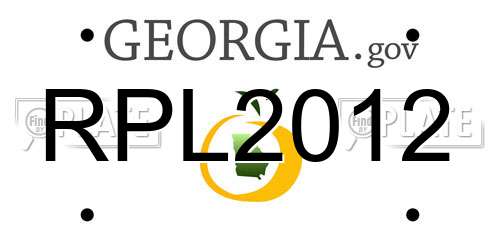 RPL2012 Georgia License Plate