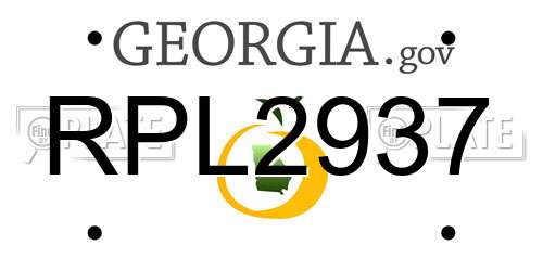 RPL2937 Georgia License Plate