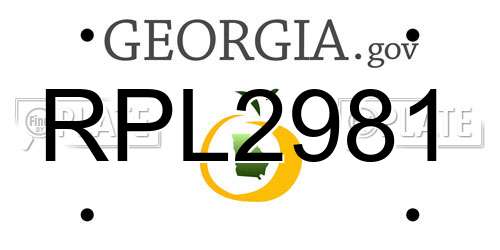 RPL2981 Georgia License Plate