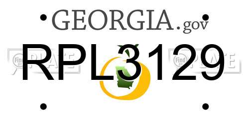 RPL3129 Georgia License Plate