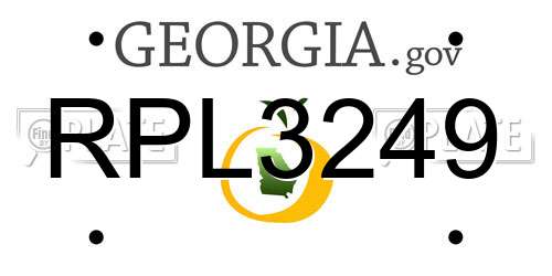 RPL3249 Georgia License Plate