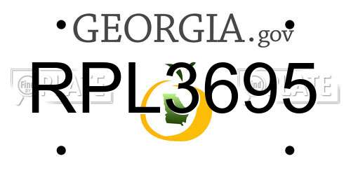 RPL3695 Georgia License Plate
