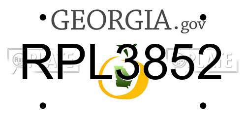 RPL3852 Georgia License Plate
