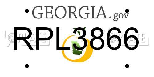 RPL3866 Georgia License Plate