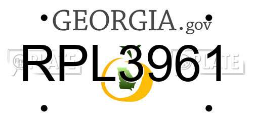 RPL3961 Georgia License Plate