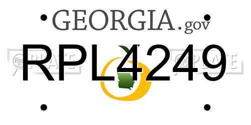 RPL4249 Georgia License Plate