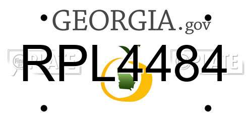 RPL4484 Georgia License Plate