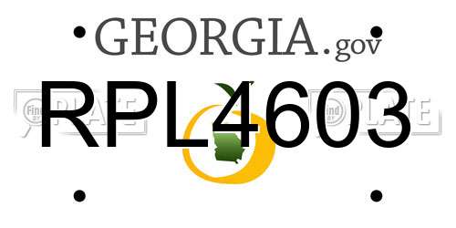 RPL4603 Georgia License Plate