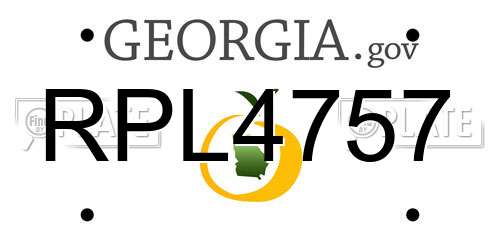 RPL4757 Georgia License Plate