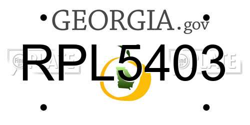 RPL5403 Georgia License Plate