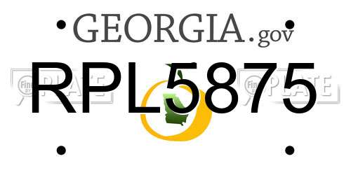 RPL5875 Georgia License Plate
