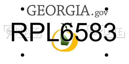 RPL6583 Georgia License Plate