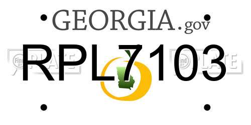 RPL7103 Georgia License Plate