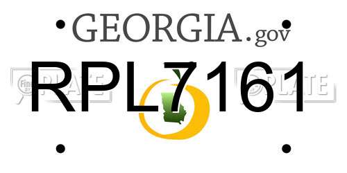 RPL7161 Georgia License Plate