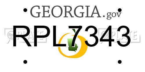 RPL7343 Georgia License Plate