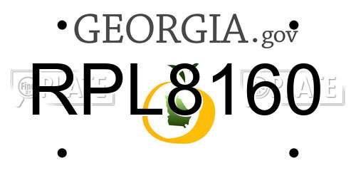 RPL8160 Georgia License Plate
