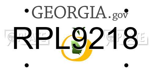RPL9218 Georgia License Plate