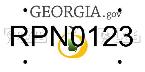 RPN0123 Georgia License Plate