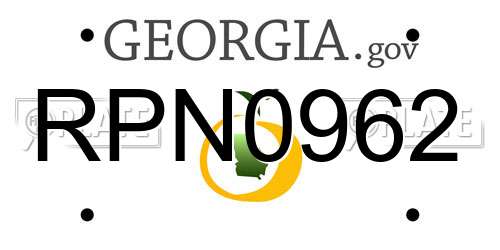 RPN0962 Georgia License Plate