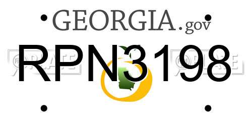 RPN3198 Georgia License Plate