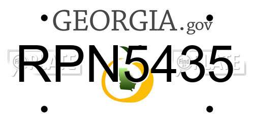 RPN5435 Georgia License Plate