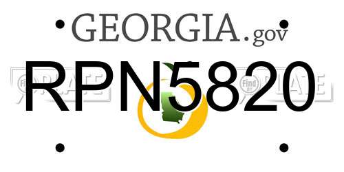 RPN5820 Georgia License Plate