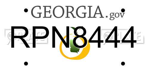 RPN8444 Georgia License Plate