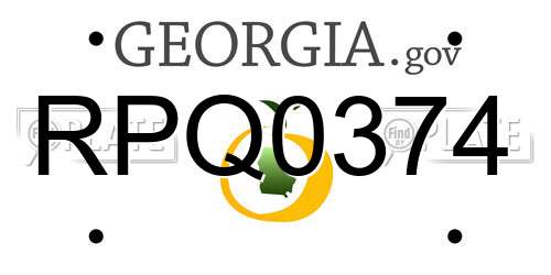 RPQ0374 Georgia License Plate