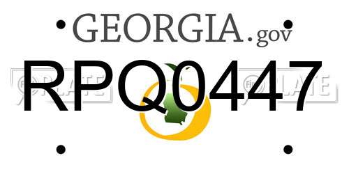 RPQ0447 Georgia License Plate