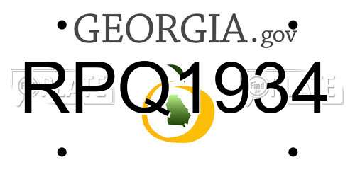 RPQ1934 Georgia License Plate
