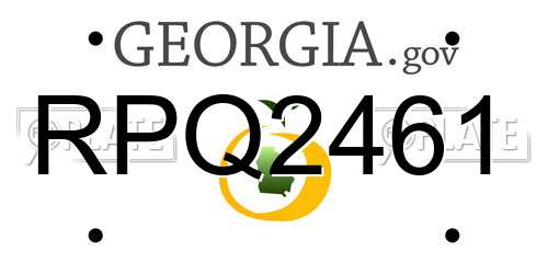 RPQ2461 Georgia License Plate