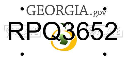 RPQ3652 Georgia License Plate