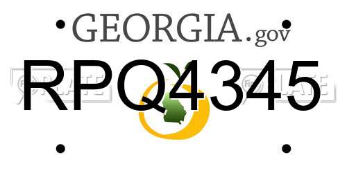 RPQ4345 Georgia License Plate