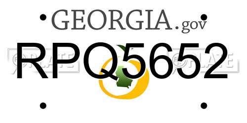RPQ5652 Georgia License Plate