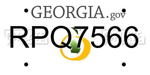 RPQ7566 Georgia License Plate