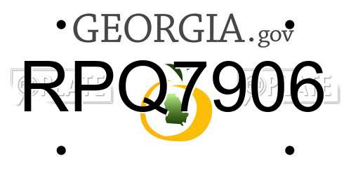 RPQ7906 Georgia License Plate
