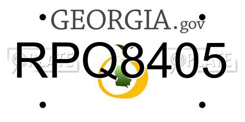 RPQ8405 Georgia License Plate
