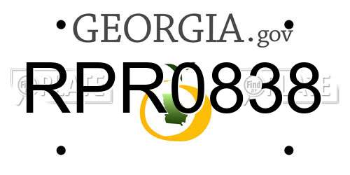 RPR0838 Georgia License Plate
